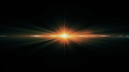 Anamorphic lens flare from a photo camera lens. Anamorphic background.