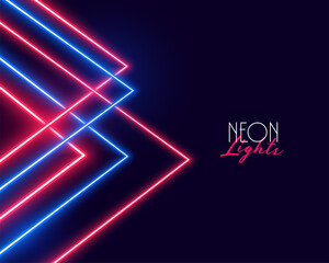 Poster - geometric red and blue neon lights background design