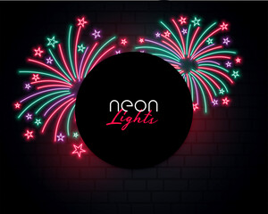 Canvas Print - bursting firework background in neon style design