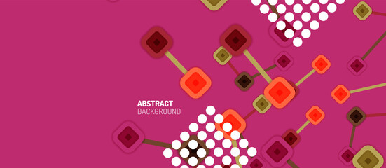 Abstract square dot connections, flat style multicolored geometric background for Wallpaper, Banner, Background, Card, Book Illustration, landing page or poster design