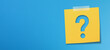 © ytemha34 - Yellow sticky note paper with question mark on blue background