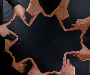 People hands making symbols together