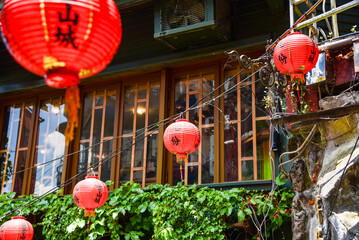 Sticker - Jiufen Old street is a famous scenic in Ruifang District, New Taipei City, Taiwan.