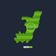 congo. map of the country with a football field. vector football illustration.
