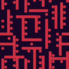 Wall Mural - Geometric seamless pattern. Modern maze print. Aymmetric labyrinth ornament. Lines, dots bauhaus style background