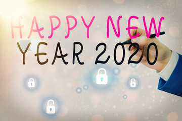 Wall Mural - Text sign showing Happy New Year 2020. Business photo text celebration of the beginning of the calendar year 2020