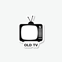 Old tv sticker icon isolated on gray background