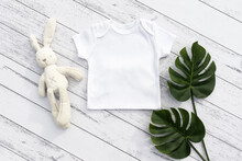 Blank White Half Baby Bodysuit Mockup - Gender Neutral	