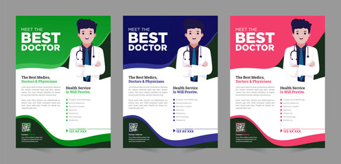 Wall Mural -  Medical poster flyer pamphlet brochure cover design layout space for photo background, vector illustration template in A4 size