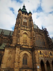 Sticker - Vertical low angle shot of the St. Vitus Cathedral in Prague, Czechia