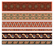 Traditional Native American Aztec Seamless Vector Borders Patterns Set