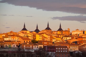 Poster - Old buildings of Lerma village in Spain during sunset