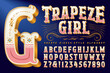 An Ornate Circus Style Alphabet with Metallic Gold Accents and Detailed Flourishes
