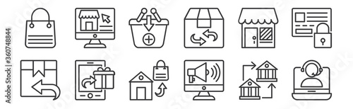 Photographie 12 set of linear shopping line icons icons