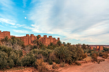 Wall Mural - Ait benhaddou kasbah at sunset in Ouarzazate, Morocco