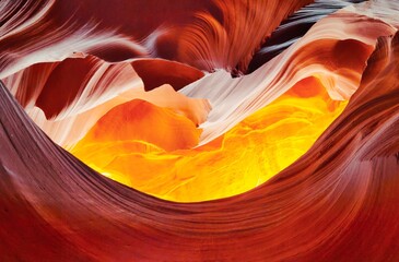 Sticker - Amazing shot of an orange wave cave under sunlight