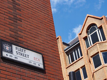 Street Sign For Fleet Street In London, England, Known For Newspaper Offices