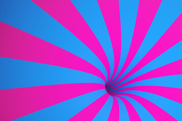 Wall Mural - 3d illustration pink-blue funnel. Striped colorful abstract background. Background pop arts design concept,website,business,abstract. 