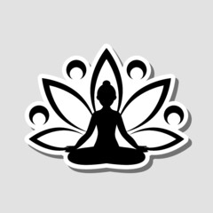 Wall Mural - Yoga sticker icon isolated on gray background