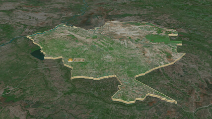 Cordillera, Paraguay - extruded with capital. Satellite