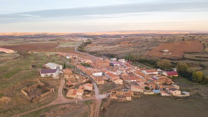 Canvas Print - Aerial view of a small town on a sunny day