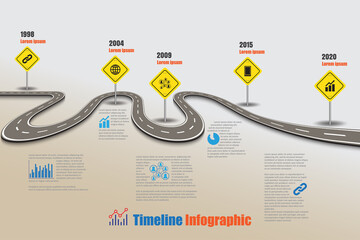 Wall Mural - Business road map timeline infographic template with pointers designed for abstract background milestone modern diagram process technology digital marketing data presentation chart Vector illustration