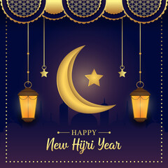 Wall Mural - happy new hijri year in elegant background