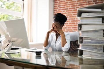 African American Business Woman Tired