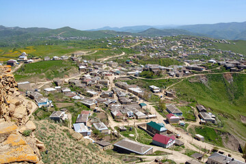 Wall Mural - Rural mountainous landscape. View at Urkarakh village. Dagestan, North Caucasus, Russia.