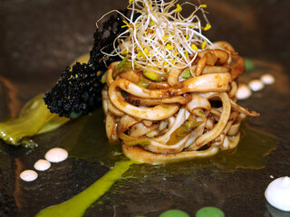 CALAMAR NOODLES WITH SEASONAL VEGETABLES