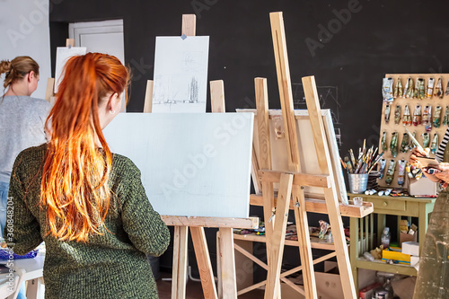fine art education at creative school. oil painting study