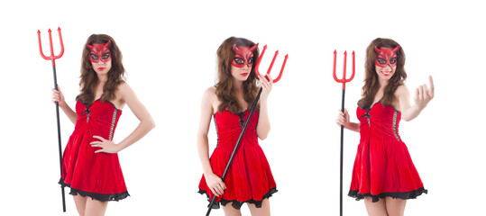 Wall Mural - Woman as red devil in halloween concept