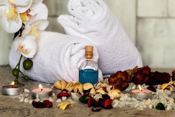 Poster - Candles and spa essentials for aromatherapy