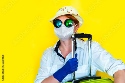 Download Portrait Of A Girl In Face Mask Medical Mask And Sunglasses On Yellow Background Coronavirus Travel Concept Buy This Stock Photo And Explore Similar Images At Adobe Stock Adobe Stock PSD Mockup Templates