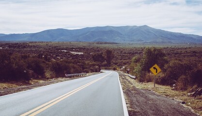 Poster - Beautiful scenery of an empty road surrounded by greenery under a cloudy sky