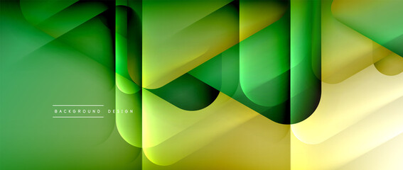 Wall Mural - Triangle shapes geometric abstract background. 3D shadow effects and fluid gradients. Modern overlapping forms wallpaper for your text message