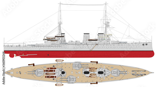 Cuadros en Lienzo HMS Invincible (1916) -- Royal Navy battlecruiser sunk at the Battle of Jutland during World War I