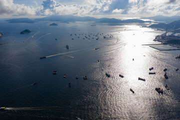 Wall Mural - Aerial panoramic view of Hong Kong