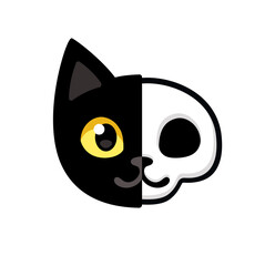 Sticker - Cartoon cat head skull