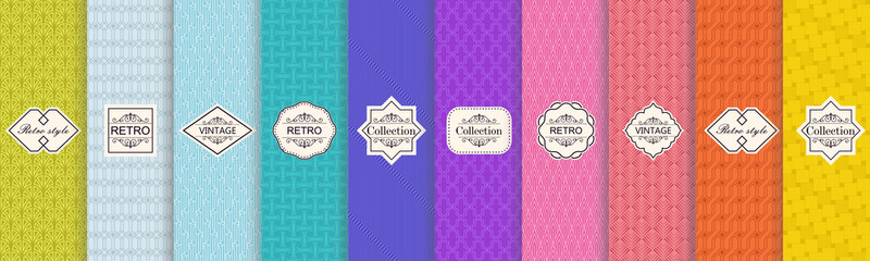 Aufkleber - Collection of abstract seamless geometric pattern on vibrant background. Vector illustration bright design