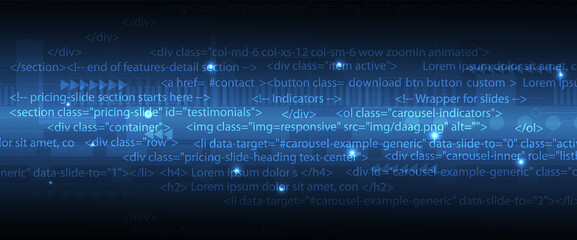 Poster - Software development abstract technology code and script background