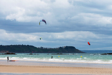 Wall Mural - kite surfing on the beach