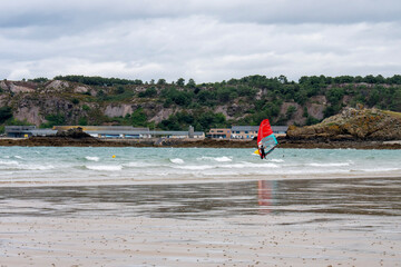 Sticker - wind surfing on the beach