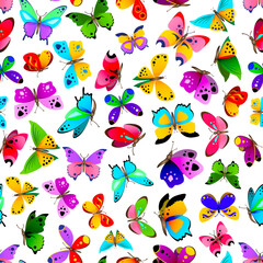 Wall Mural - Seamless pattern with butterflies