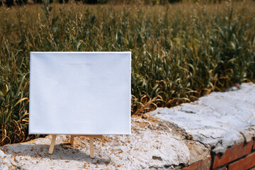 White empty mockup template poster canvas