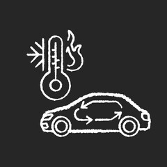 Sticker - Car air conditioning chalk white icon on black background. Vehicle interior ventilation, transport heating and cooling system. Automobile with air circulation Isolated vector chalkboard illustration