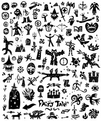 fairy tale , history - doodles , silhouettes ,sign and symbols