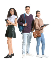 Sticker - Young students on white background