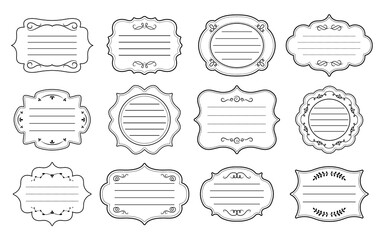 Wall Mural - label ornamental frames set for text. elegant royal ornate sticker tag. decorative vintage empty fra