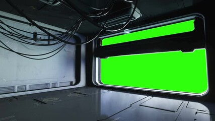 Canvas Print - futuristic space corridor, tunnel. flight view. green screen footage. cinematic 4k animation.
